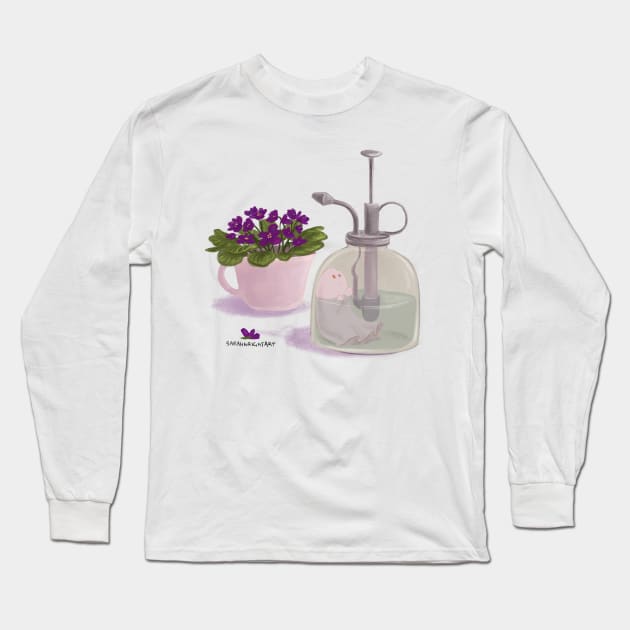 Haunted Violets Long Sleeve T-Shirt by SarahWrightArt